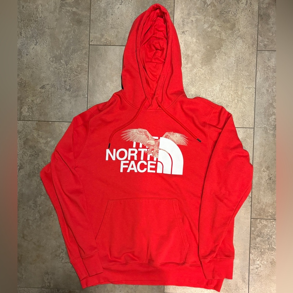 The North Face Vibrant Red Pullover With Eagle Graphic Design